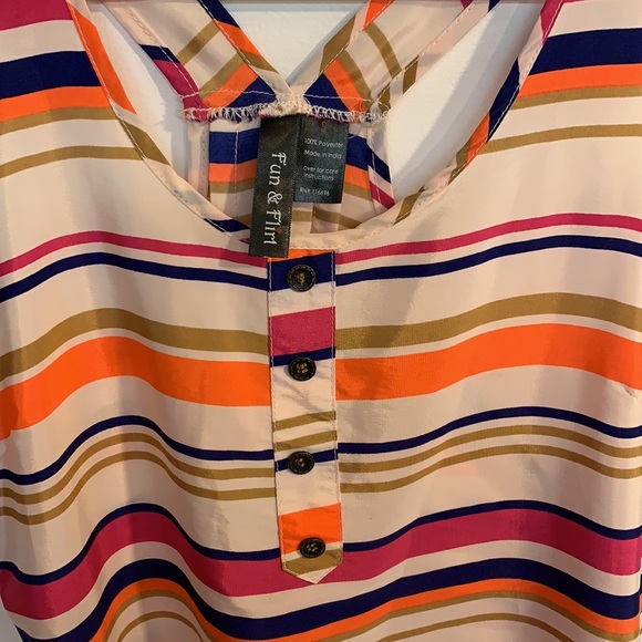 Fun and Flirt brand women’s tank top size S white/orange/blue/pink - Picture 3 of 5